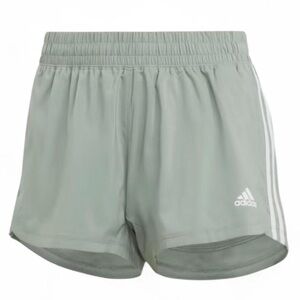 NWT ~ ADIDAS Training high waist woven pacer shorts in silvergreen/white